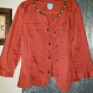 Waist length w/embellishments along collar. Nice